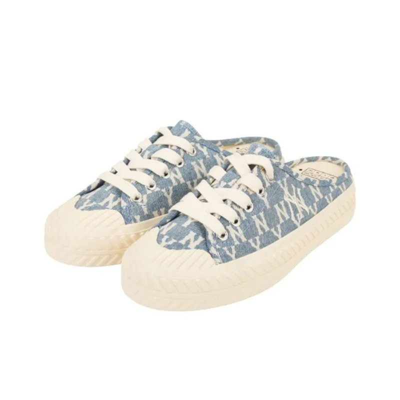 MLB Playball Mule Mono Denim Wear Resistant Low Top Canvas Shoes Unisex Blue-1