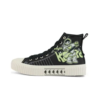 Kappa Wear Resistant High Top Canvas Shoes Unisex Black