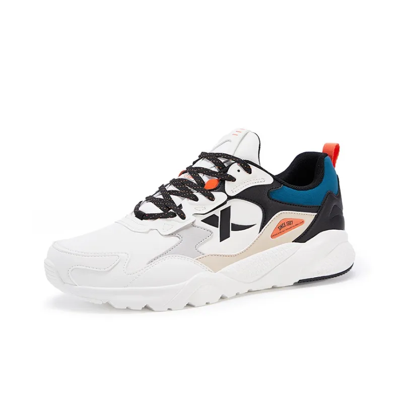 XTEP Life Collection Anti Slip Wear Resistant Low Top Chunky Sneakers Men's White Black Blue-1