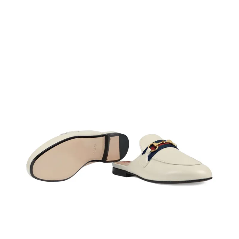 GUCCI Princetown Slipper White Web Leather-4