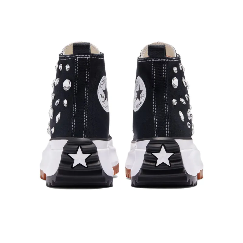 Converse Run Star Hike Platform Gems Durable Breathable High Top Canvas Shoes Unisex Black-4