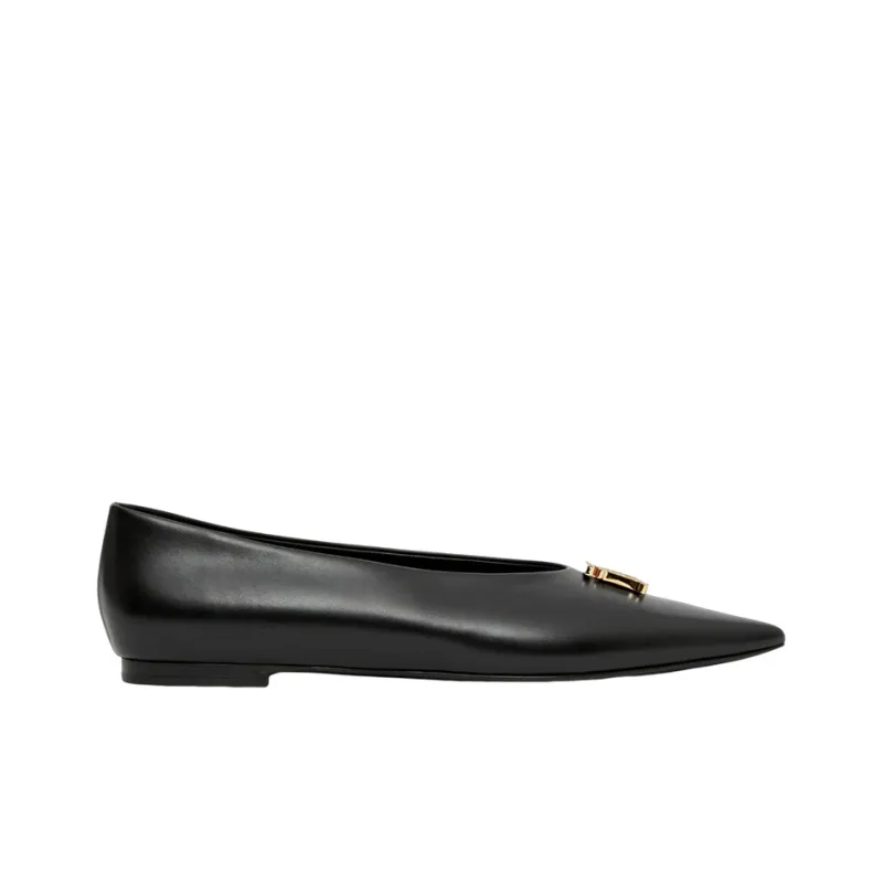 Burberry TB Logo Pointed Toe Flat Black Women's-1