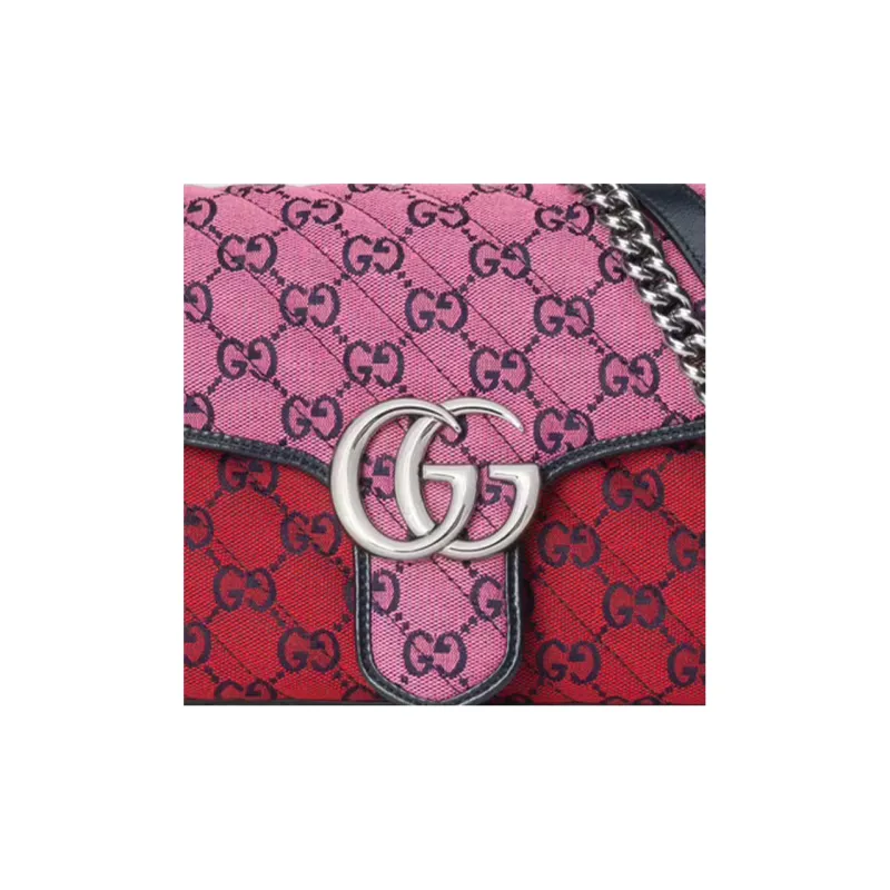 GUCCI Marmont Monogram Multicolor Quilting Canvas Crossbody Bag Shoulder Bag Small Size Women's Multicolor-4