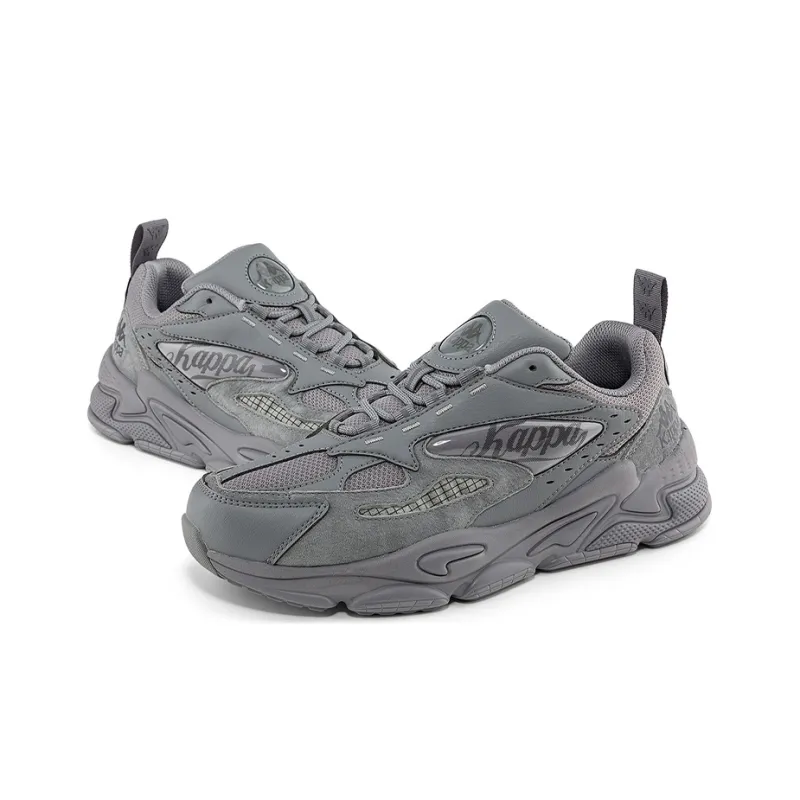 Kappa Non slip Wear resistant Shock Absorption Low Top Chunky Sneakers Unisex Contour Gray-3