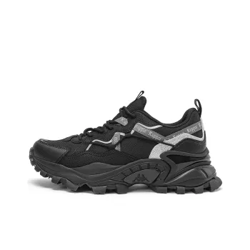Kappa Cushioning Abrasion Resistant Height Increasing Support Low Top Chunky Sneakers Unisex Black Silver