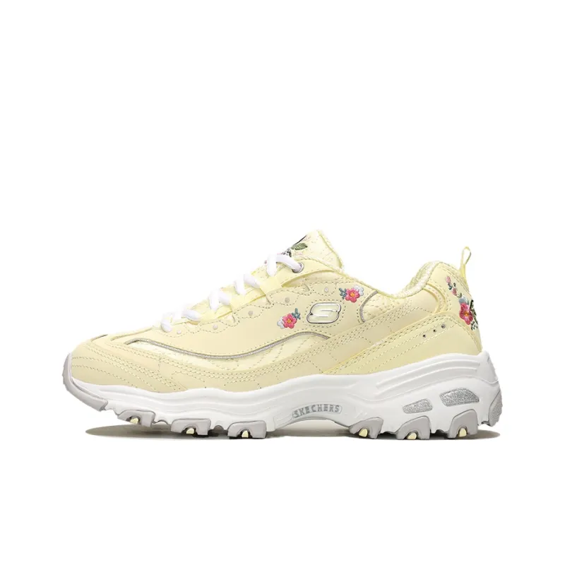 Skechers D'Lites Bright Blossoms Low Top Daddy Shoes Yellow Women's-0