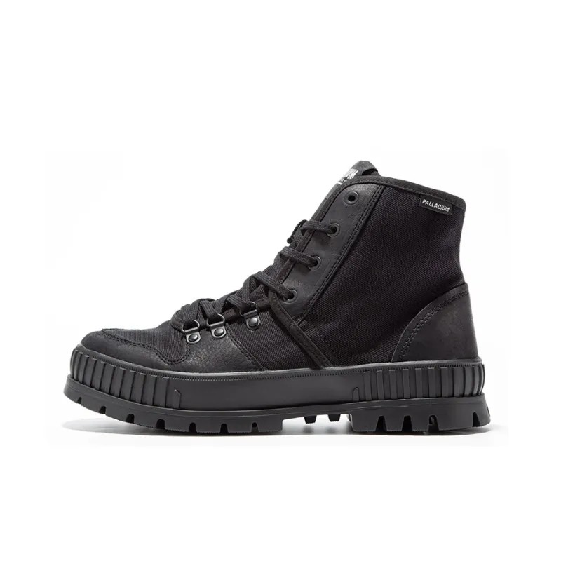 Palladium Pallashock Anti Slip And Wear Resistant Height Increasing High Top Canvas Shoes Unisex Black-0