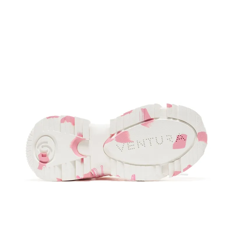 VITTORIO VENTURA Low Top Chunky Sneakers Women's Pink White Graffiti-3