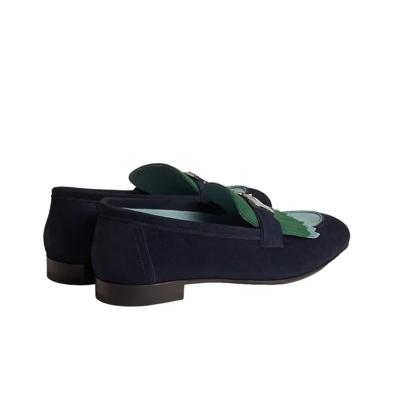 HERMES Royal Loafers Women's Marine Blue-4