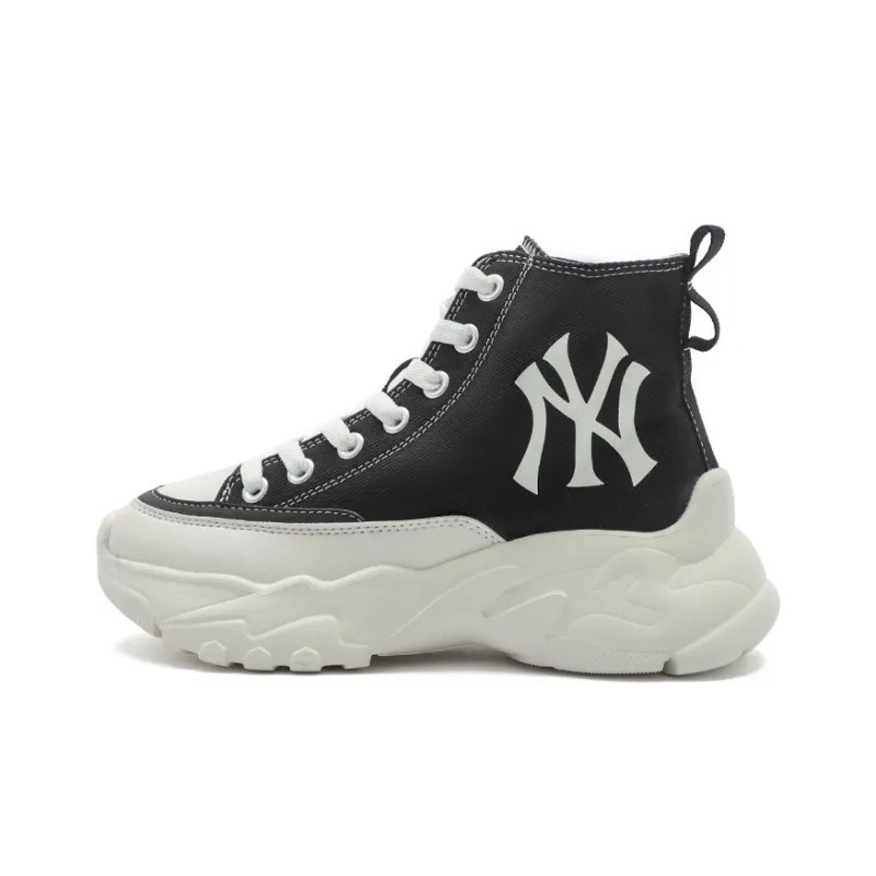 MLB Chunky High Wear Resistant Height Increasing High Top Canvas Shoes Unisex Black-0