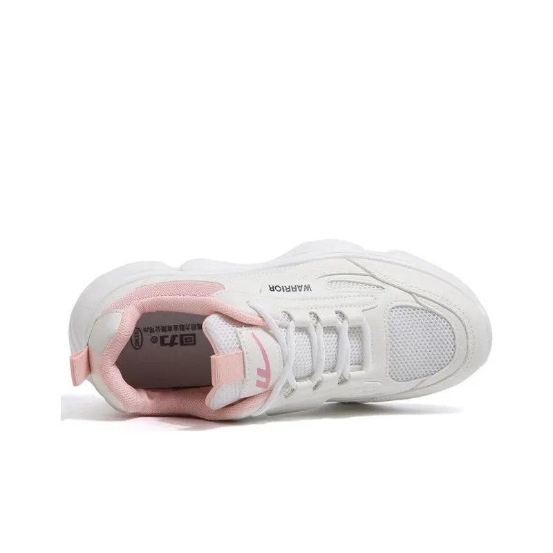 Warrior Lightweight Breathable Cushioning Low Top Chunky Sneakers Women's White Pink-2
