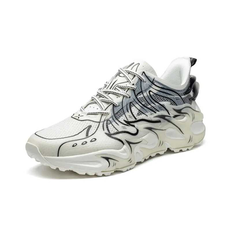 XTEP Red Flame 1.0 Low Top Chunky Sneakers Men's Sail White Black-2