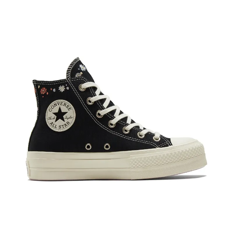 Converse Chuck Taylor All Star Lift Hi Black Floral Embroidery Women's-1