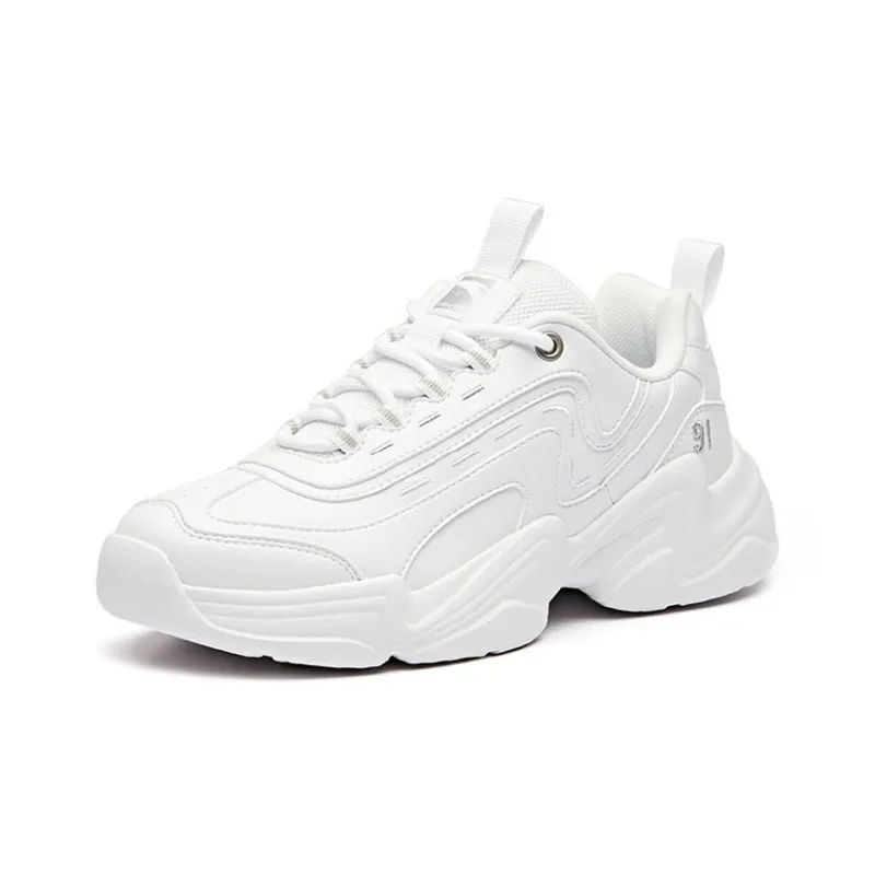 Anta Life Collection Anti Slip Wear Resistant Low Top Chunky Sneakers Women's Silver White-1
