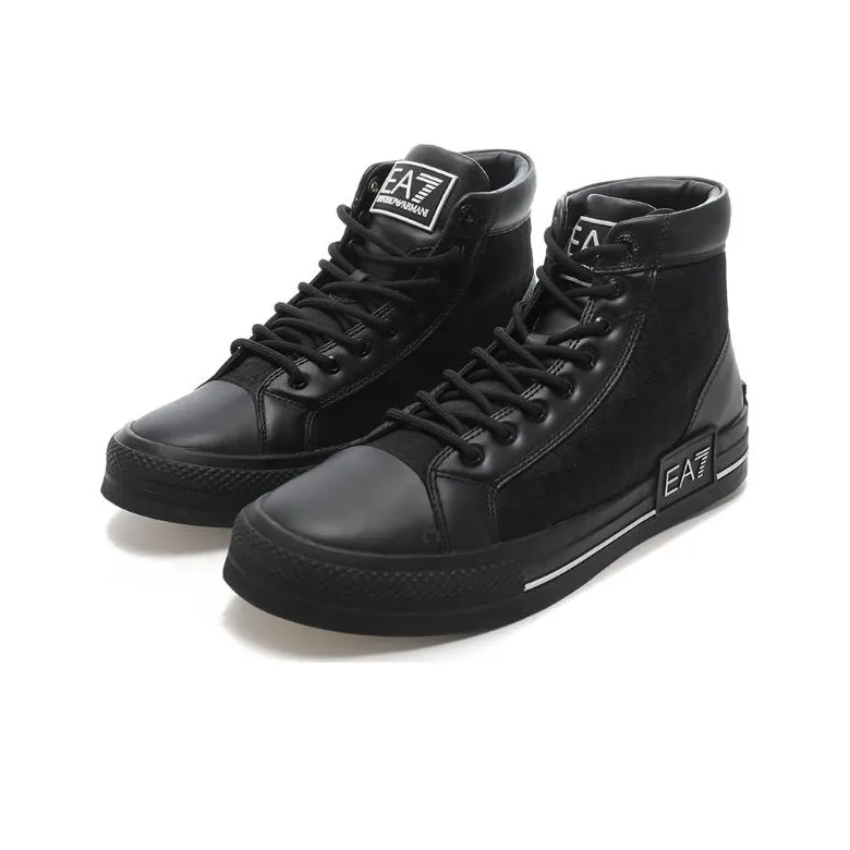EMPORIO ARMANI EA7 High Top Casual Athletic Shoes Unisex Black-2