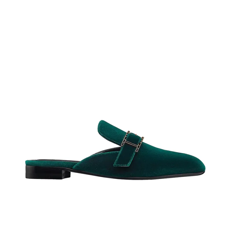 HERMES Beauty Closed Toe Slippers Women's Green-1