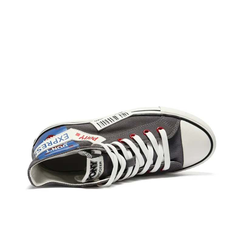 PONY Shooter Anti Slip Wear Resistant Impact Resistant And Balance Coverage High Top Canvas Shoes Unisex Gray White-2