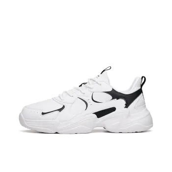 Anta Life Collection Leather Surface Anti Slip Wear Resistant Low Top Chunky Sneakers White Black