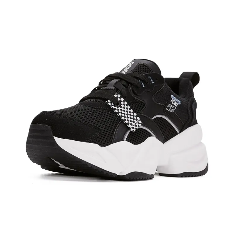 PONY Cushioning Anti Slip And Wear Resistant Low Top Chunky Sneakers Unisex Black-1