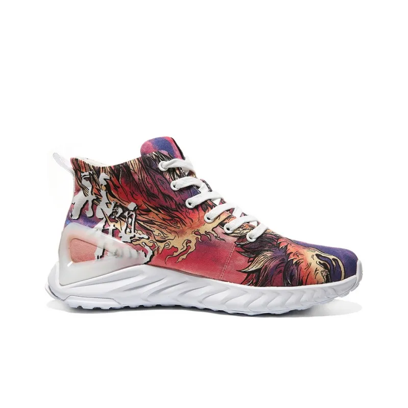 IDX x PEAK State Pole Phoenix Raising Nine Chicks High-Top Canvas Shoes Men's Vermilion Crane-1