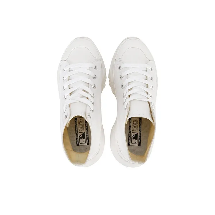 MLB Chunky Anti Slip And Wear Resistant Breathable High Top Canvas Shoes Unisex White-3
