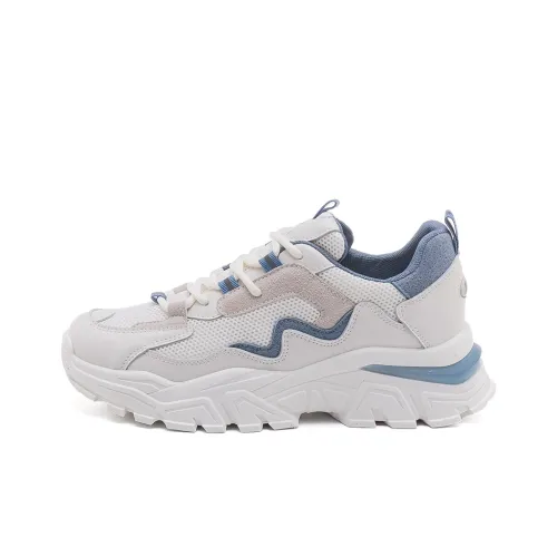 WARRIOR Chunky Sneakers Women's Low-Top Beige/Light Blue