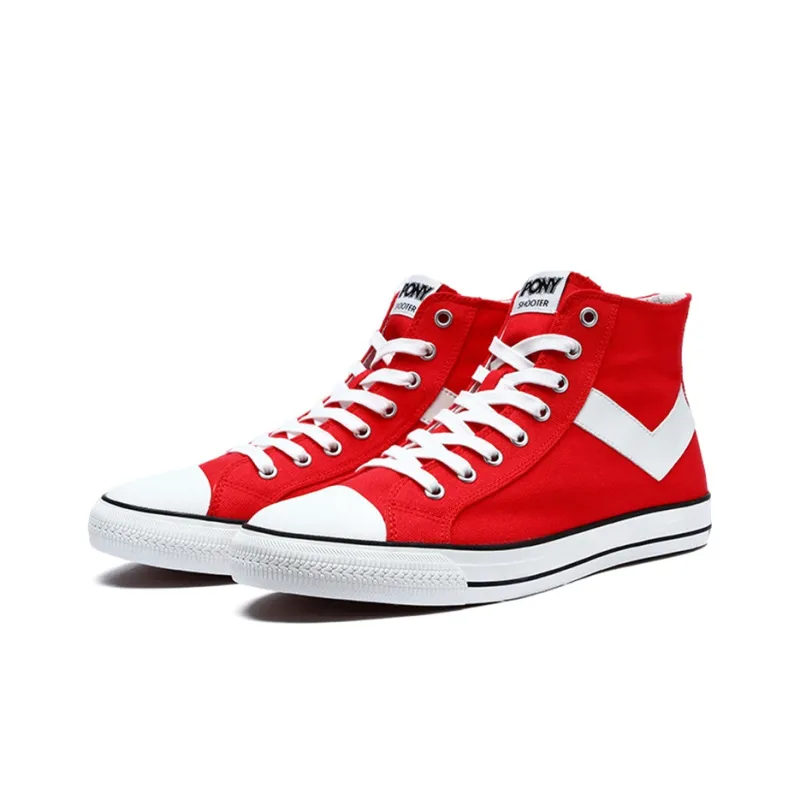 Pony Canvas Shoes Men High Top Red-2