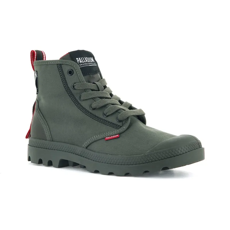 Palladium Pampa Dare 2 Survive Anti-Slip Wear-Resistant High-Top Canvas Shoes Unisex Army Green-2