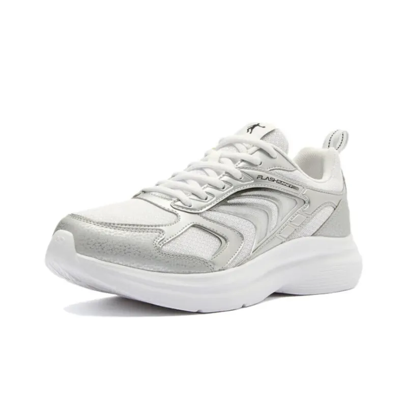 QIAODAN Cushioned Slip-Resistant Low-Top Running Shoes Men's Silver-2