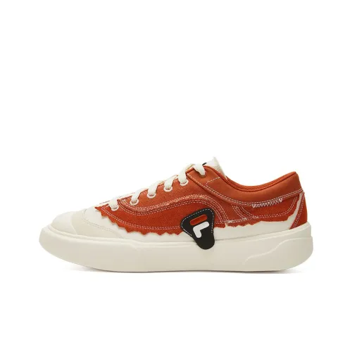 FILA FUSION CURVE Canvas Shoes Men Low-Top White/Orange