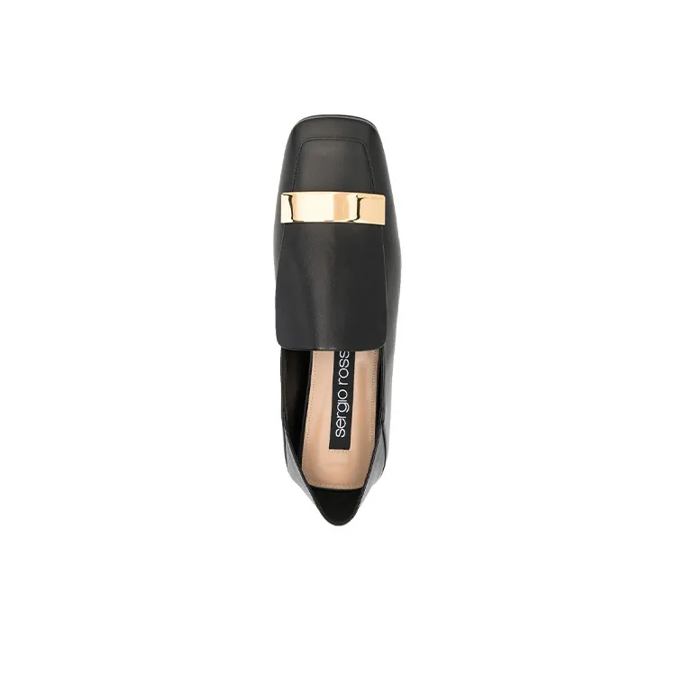SERGIO ROSSI Square toe Leather Loafers Women's-4