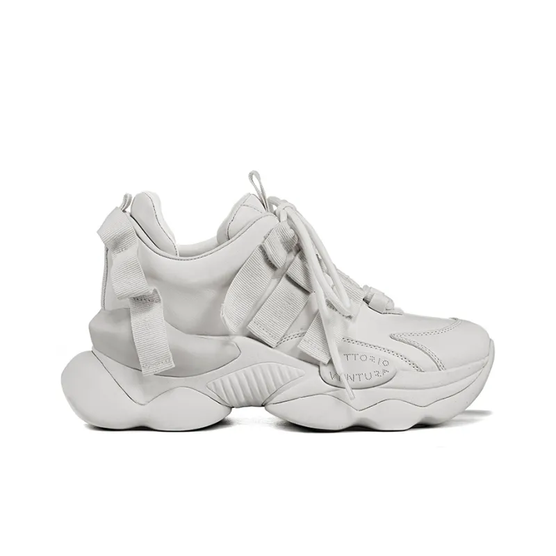 VITTORIO VENTURA Abrasion Resistant Low Top Chunky Sneakers 6cm Women's Light Gray-1