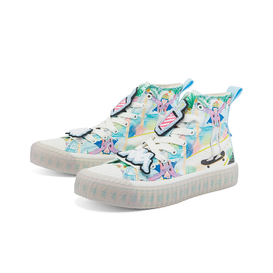 Kappa Canvas Shoes Unisex High-Top Quartz Blue/Rose Purple