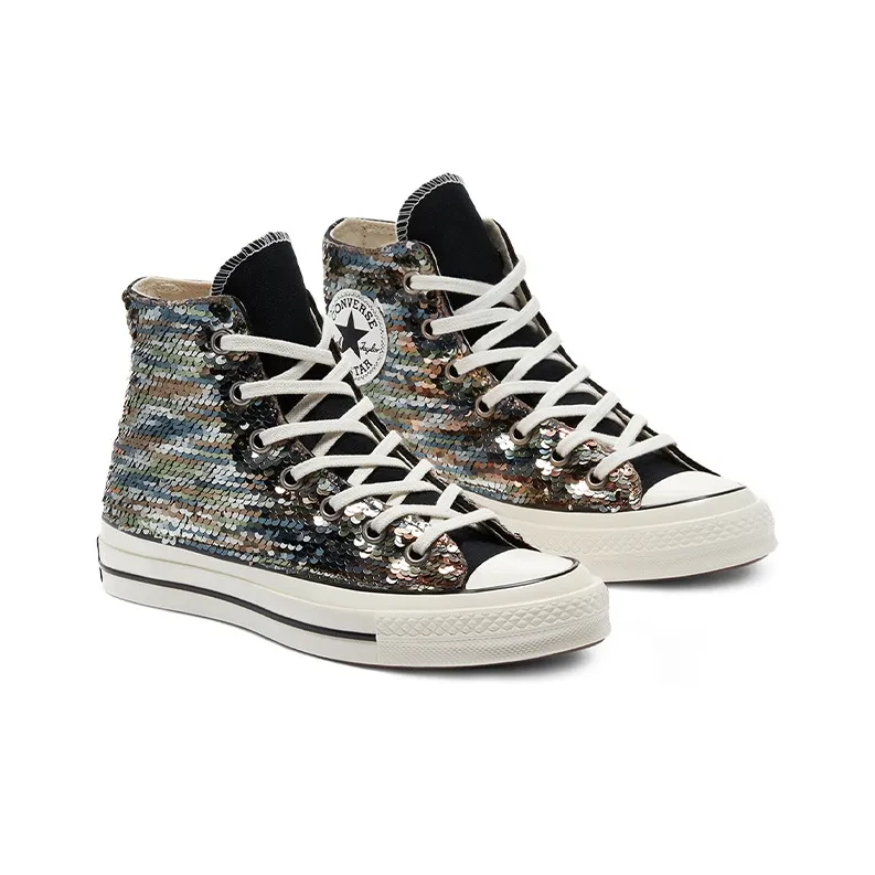Converse 1970s Chuck Taylor All Star Anti-Slip Wear-Resistant High-Top Canvas Shoes Unisex Black Rose Gold-3