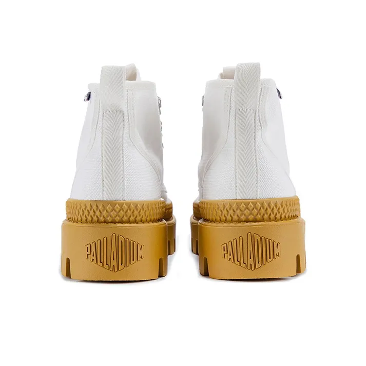 Palladium Pampa PampaMtHi Wear Resistant High Top Canvas Shoes Unisex White Orange Yellow-3