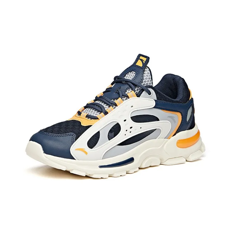 Anta Life Collection Cushioning Anti Slip Wear Resistant Breathability Low Top Chunky Sneakers Men's Blue Gray White-1