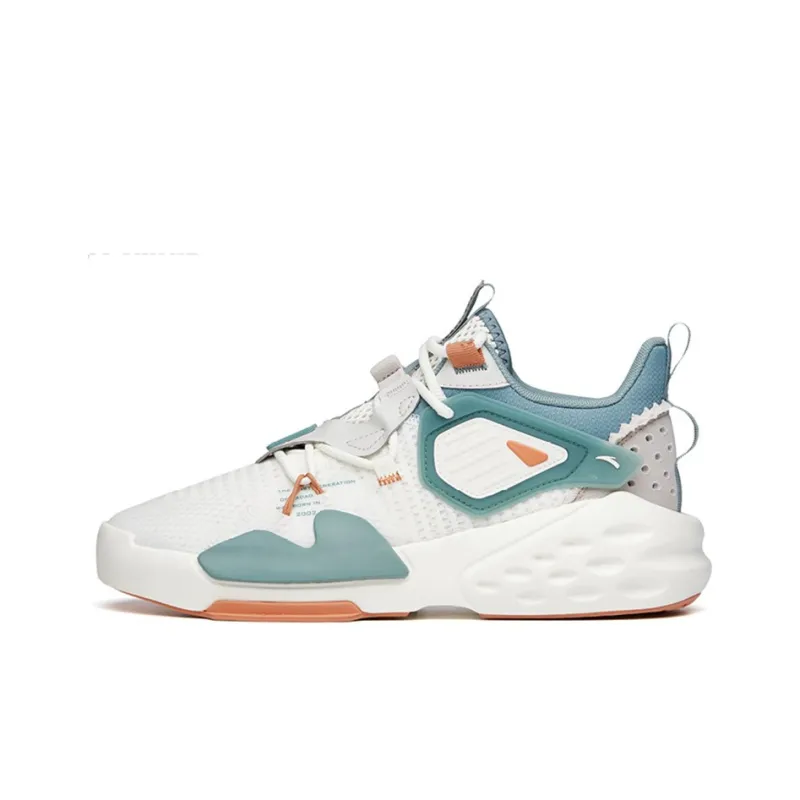 Anta Anti-Slip And Wear-Resistant Breathable Mid-Top Chunky Sneakers Men's White Blue-0
