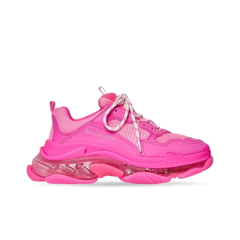 Balenciaga Triple S Low Top Chunky Sneakers Women's Neon Pink-1