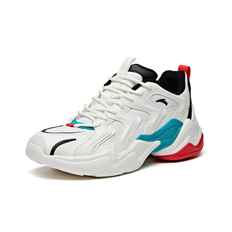 Anta All Over Victory Shock Absorbers With Slip Resistant Features Low Top Chunky Sneakers Men's White Blue-1