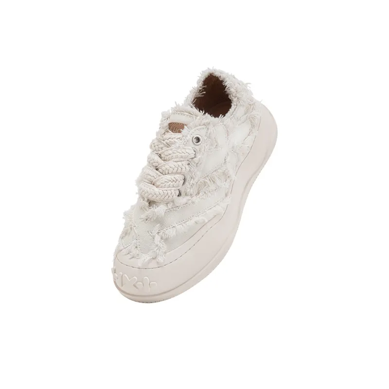 LUCKISLE Step By Step Lotus Lucky Shoes Low-Top Canvas Shoes Unisex Dopamine Dressing White-3