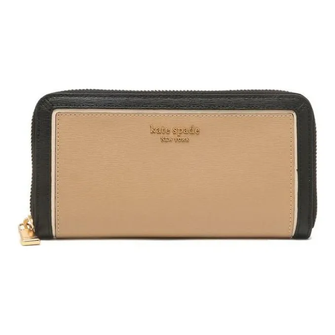 Kate Spade PVC With Leather Clutch Wallet Women's Brown & Black-0