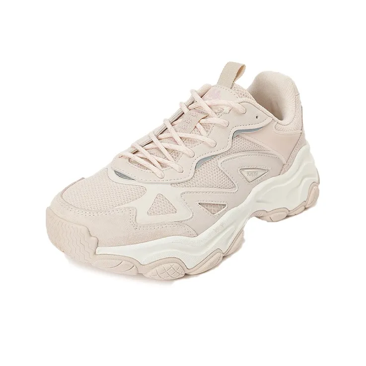 Kappa Cushioning Abrasion Resistant Breathable Coverage Low Top Chunky Sneakers Unisex Light Pink-1