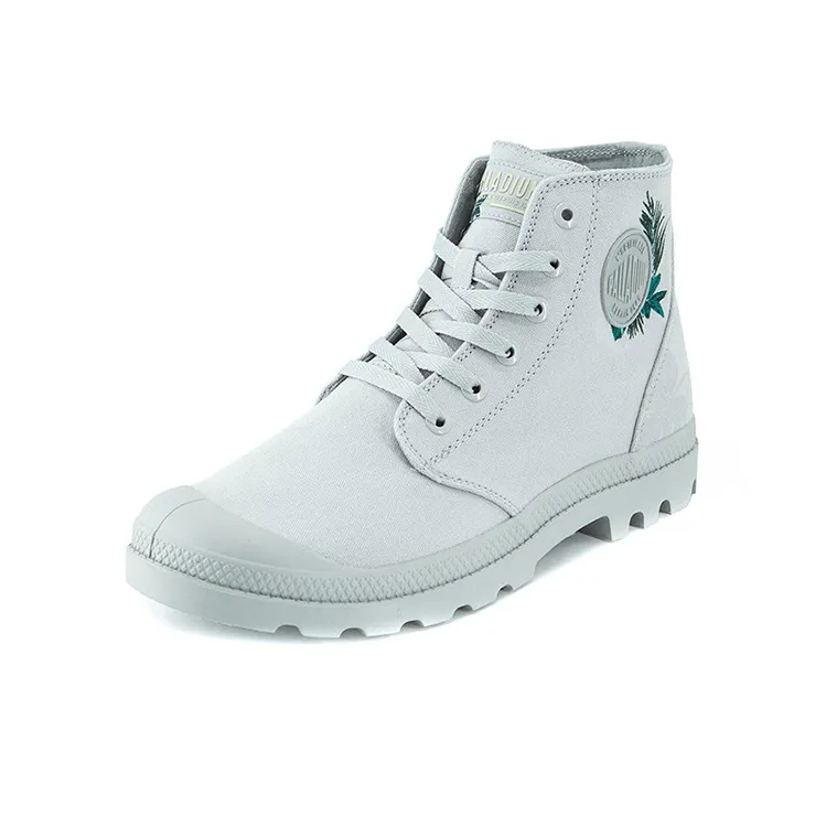 Palladium Pampa Hi Palm Camo Anti Slip And Wear Resistant Breathable High Top Canvas Shoes Unisex Mist Gray-1