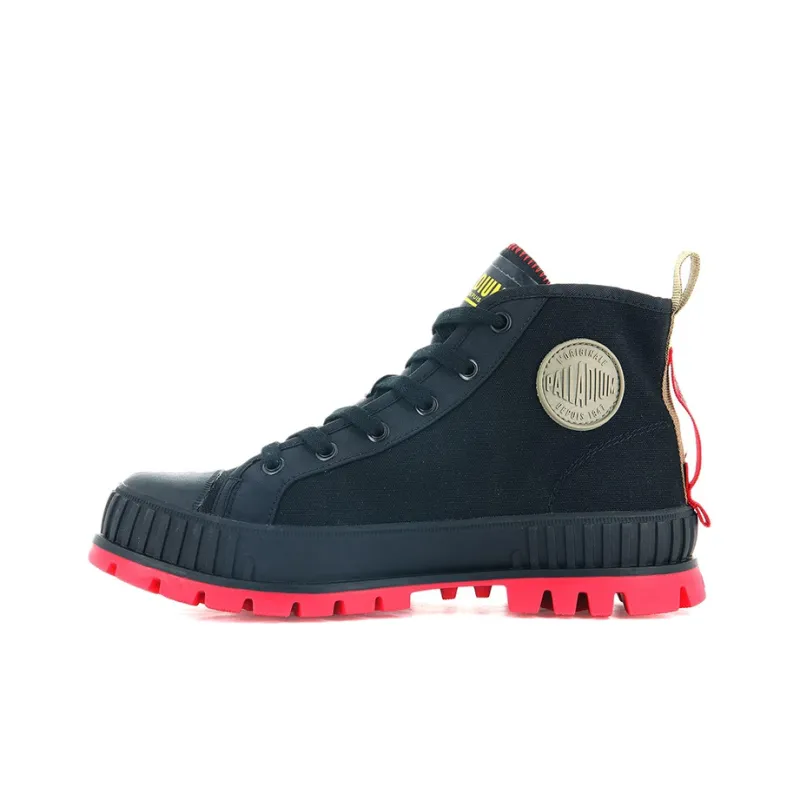 Palladium PALLABASE Supply Hi Anti-Slip And Wear-Resistant Breathable High-Top Canvas Shoes Unisex Black Pink-0