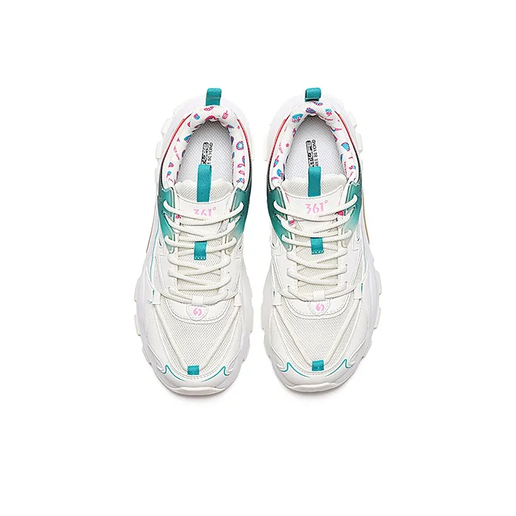361° QU!KFOAM Low Top Chunky Sneakers Women's White Green-1
