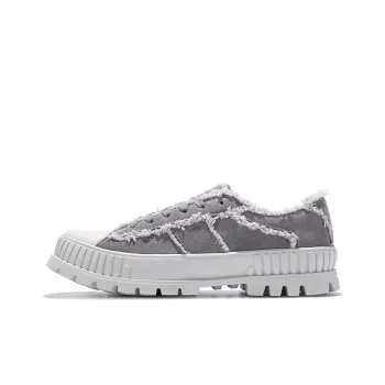 Palladium Pallashock Mid Organic Canvas Shoes Unisex Low Top Medium Gray/Ivory