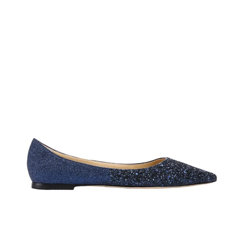 Jimmy Choo LOVE Zhou Yangjie Flat Shoes Women's Blue-2