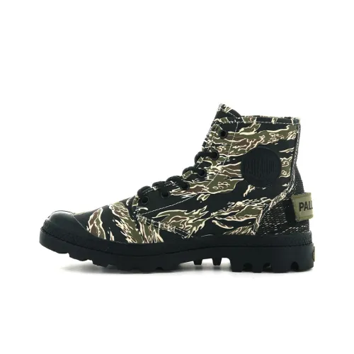 Palladium Pampa Hi Og Camo Durable Breathable High-Top Canvas Shoes Unisex Army Green