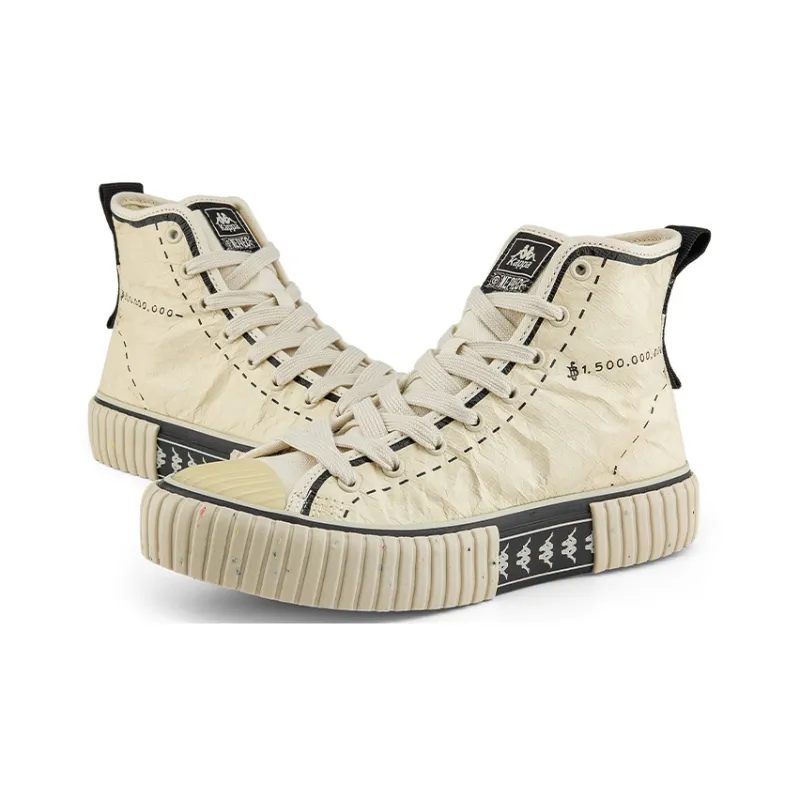 One Piece x Kappa One Piece Collaboration Anti Slip Wear Resistant High Top Canvas Shoes Unisex Beige-3