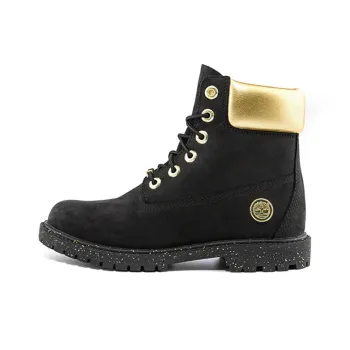 Timberland Heritage 6 Inch Waterproof Boots 'Black Nubuck With Gold' Women's